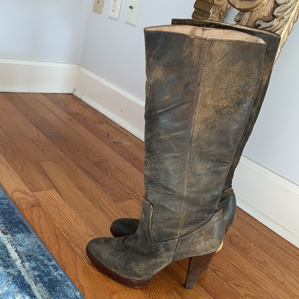 FRYE Harlow designer brown leather tall boots 9 - Picture 6 of 13